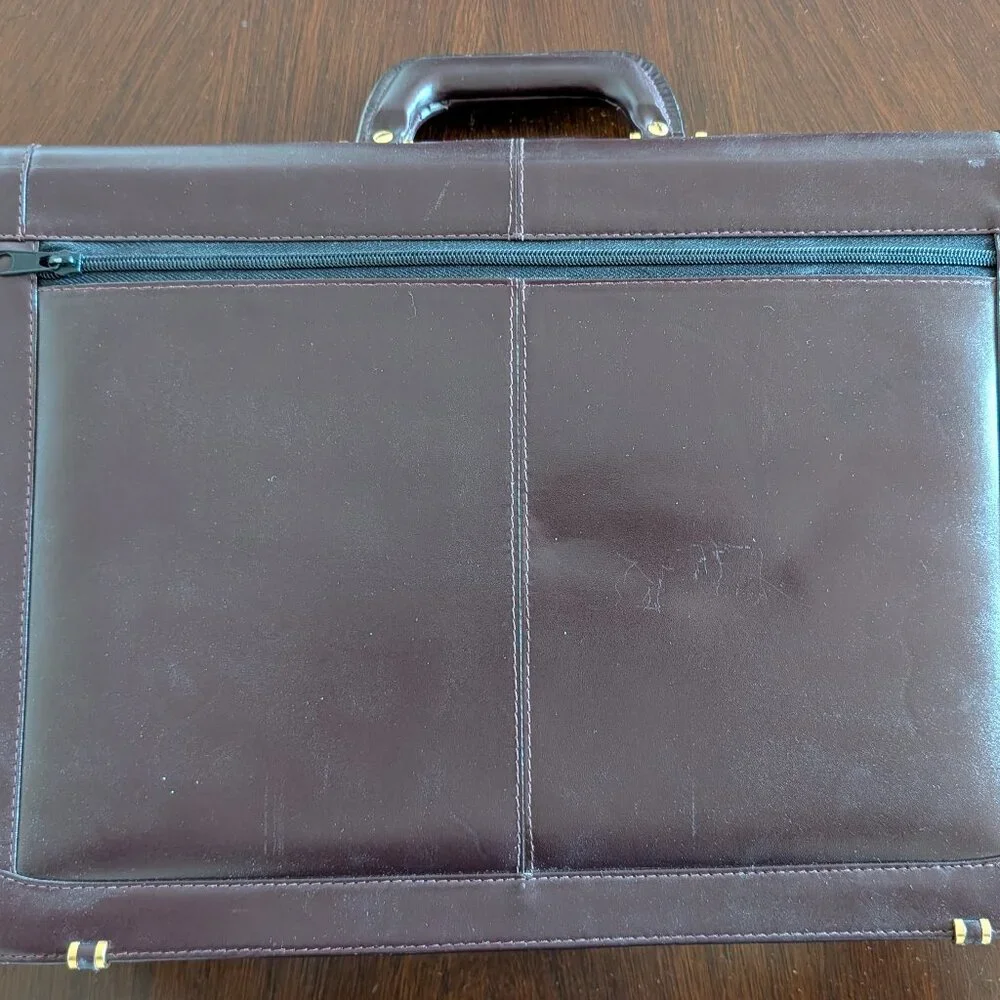 LNWOT Made in Italy Dark Brown Leather Briefcase Tutto Pelle MSRP $900